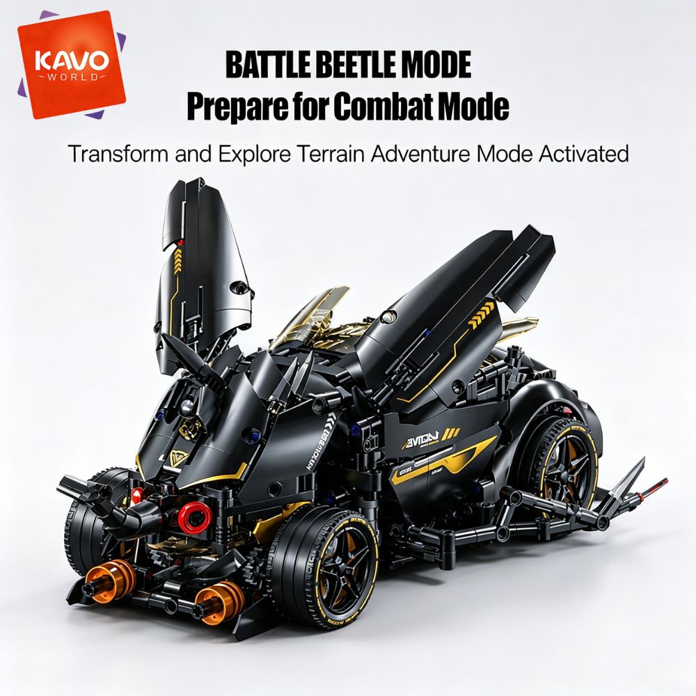 Stem Robotics Kit - KAVOWORLD 1248ピース MOC ブラック・レーシングカー ブロック 2つのモードで遊べる