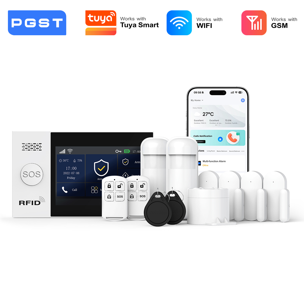 Smart Home Automation Kit - PGST 2G GSM WiFi 警報システムキット ワイヤレスホームセキュリティ保護システムセット