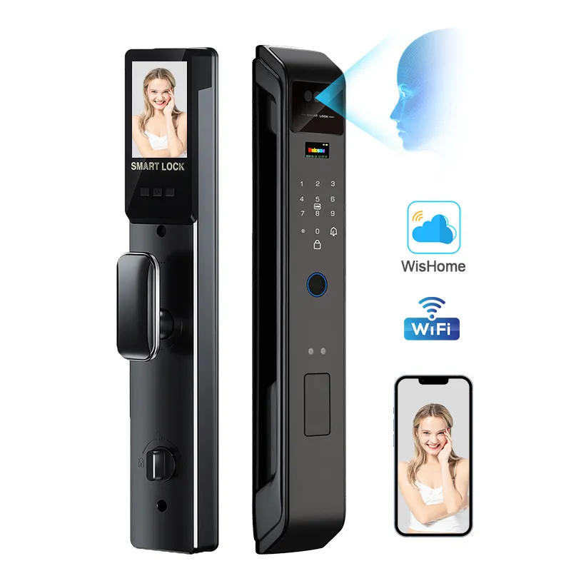 Smart Door Lock Wifi - エンリケ・ウィッシュム 3D顔認証指紋認証WiFiスマートドアロックカメラ セラドゥーラ・インテリヘンテ アルミドア用 メモリカード対応