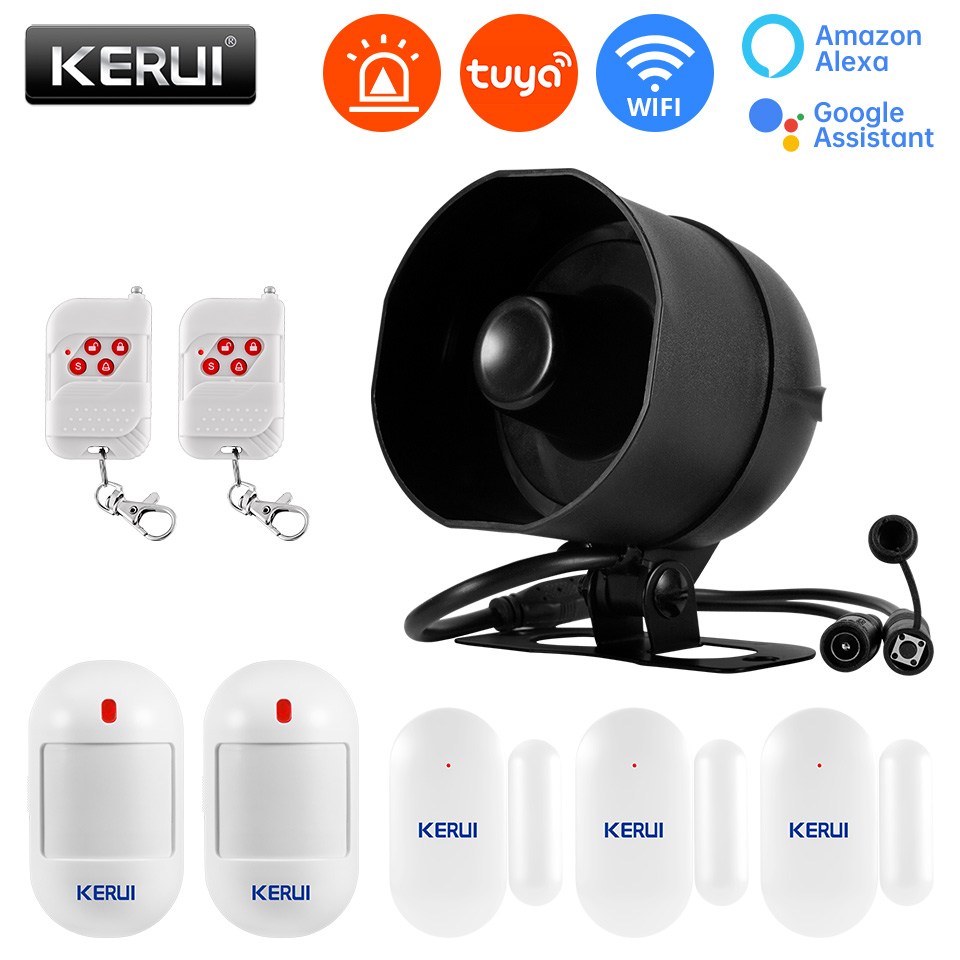 Smart Home Automation Kit - Fuers-ワイヤレス大音量アラーム,Wi-Fi,120db,Tuya,ドアセンサー,サイレンスピーカー,セキュリティシステム,Alexa互換,スマートハウス