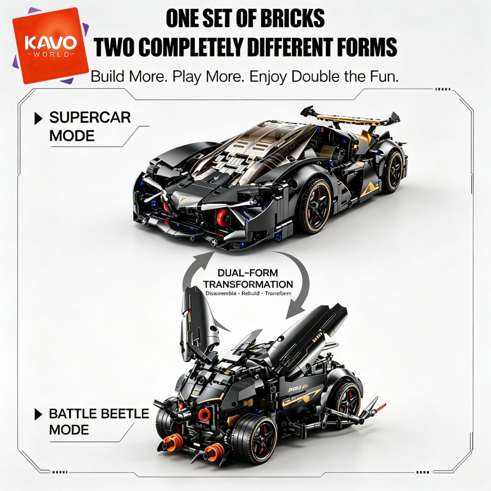 KAVOWORLD 1248ピース MOC ブラック・レーシ - Stem Robotics Kit のレビューと価格