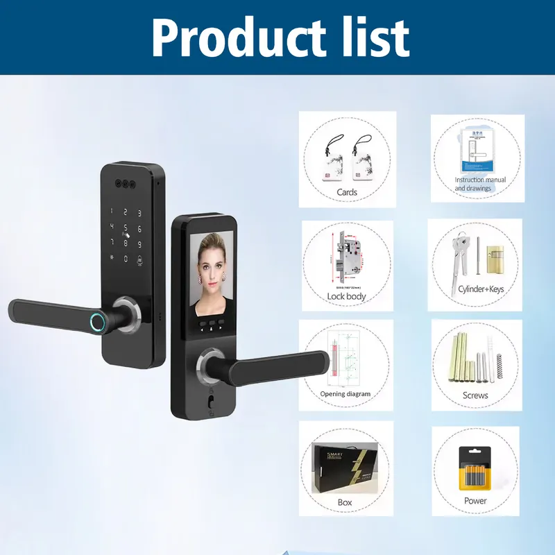 家庭用顔認識ロック、猫目型、パスワード入力、電子式、多言語対 - Smart Door Lock Wifi のレビューと価格