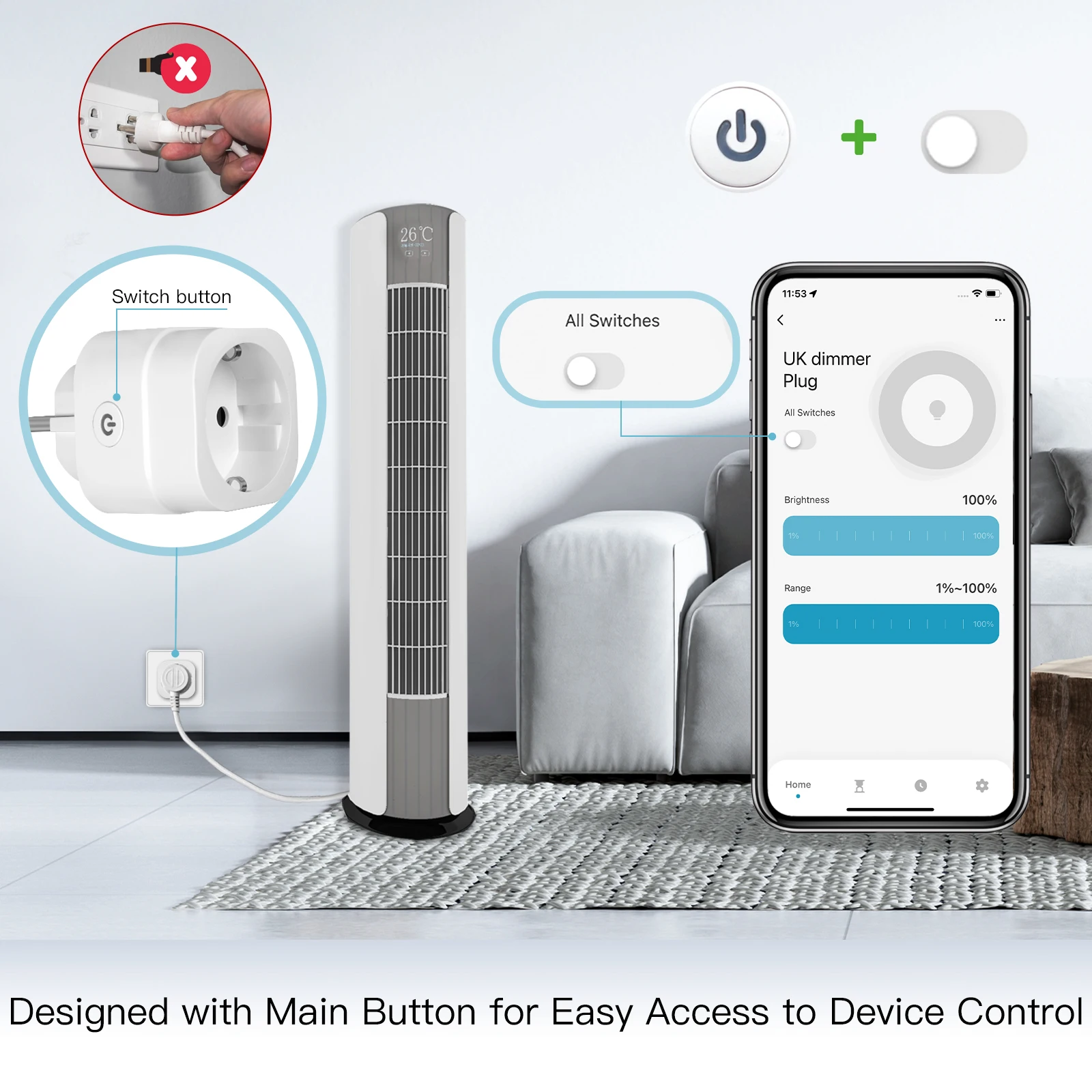 MOES Tuya WiFi スマートプラグ 調光可能な電源 - Wifi Smart Plug のレビューと価格